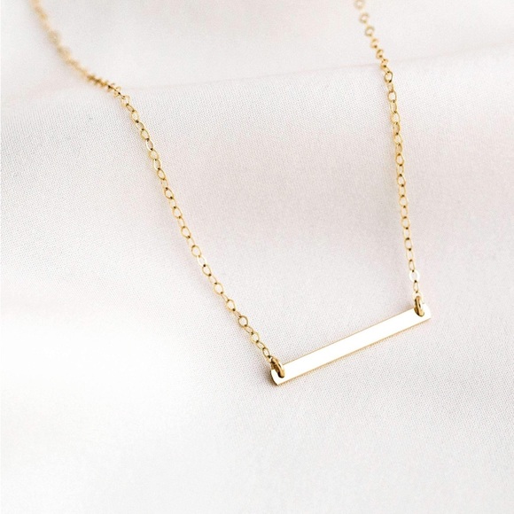 Dainty Gold Skinny Bar Necklace - Picture 2 of 4
